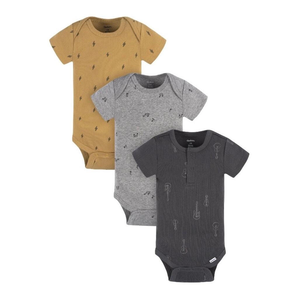 Gerber Baby Boy Casual Cotton Short Sleeve Bodysuits 3-Pack Preemie NWT
